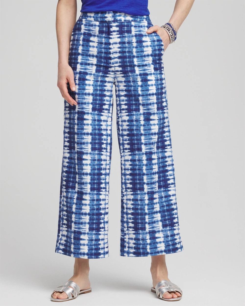 Chico's For Sale Blue Tie-Dye Linen Cropped Pants