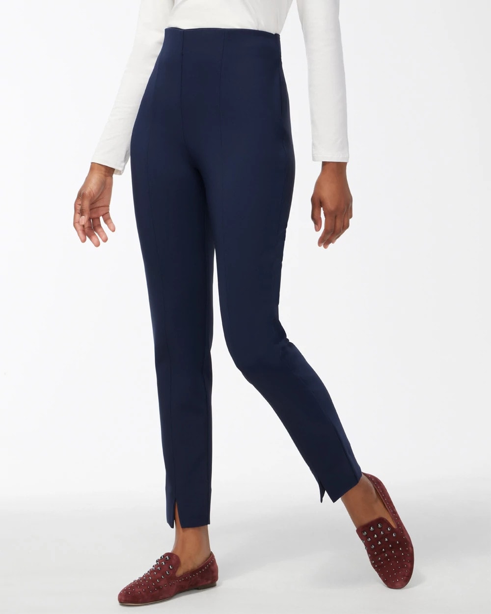 Chico's Outlet Ink Bi-Stretch Front Seam Slit Ankle Pants