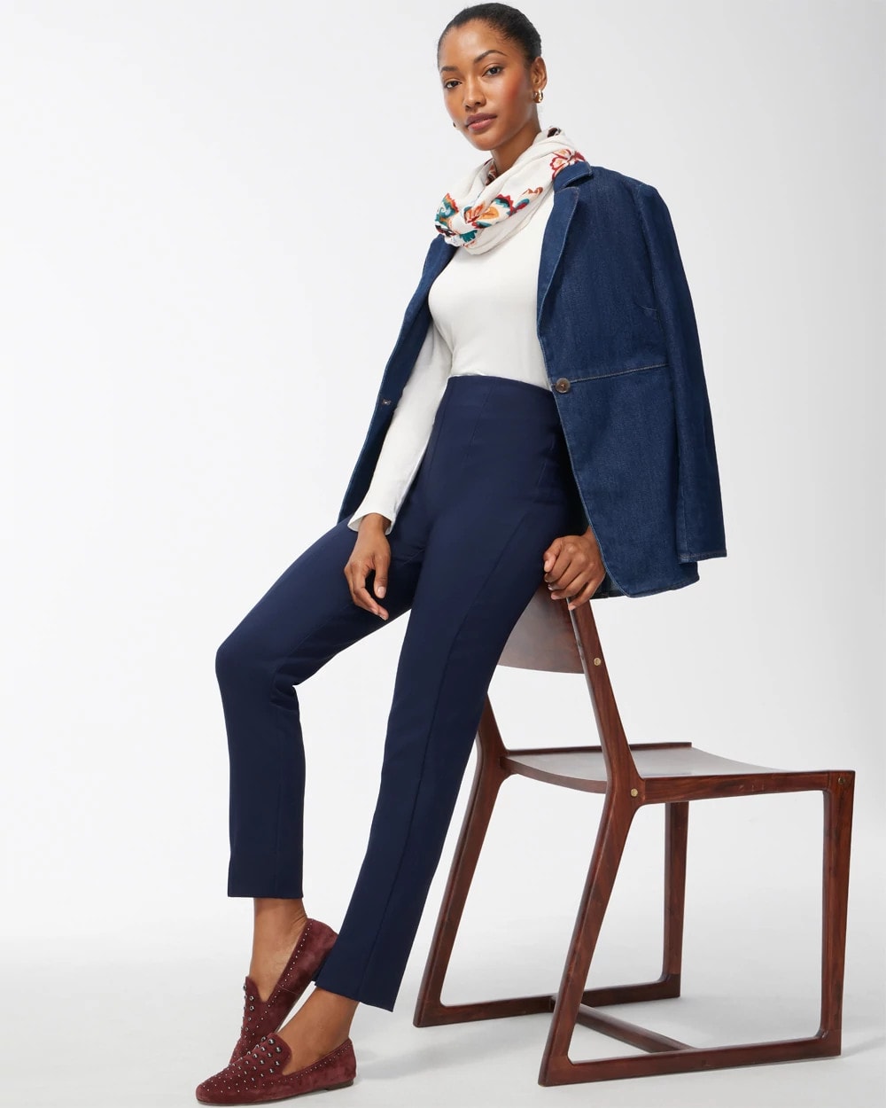Chico's Outlet Ink Bi-Stretch Front Seam Slit Ankle Pants
