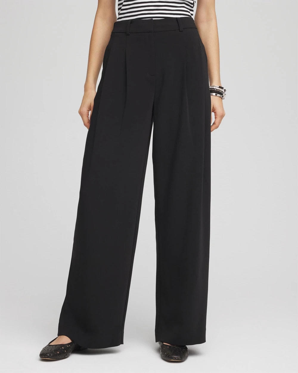 Chico's Sale Black Crepe Pleated Relaxed Pants
