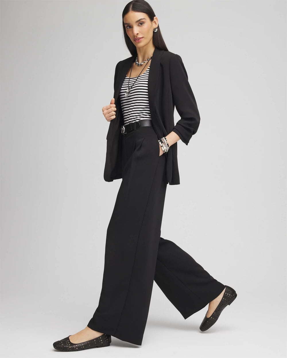 Chico's Sale Black Crepe Pleated Relaxed Pants