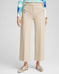 Chico's Outlet Wild Truffle Button Knit Twill Cropped Pants