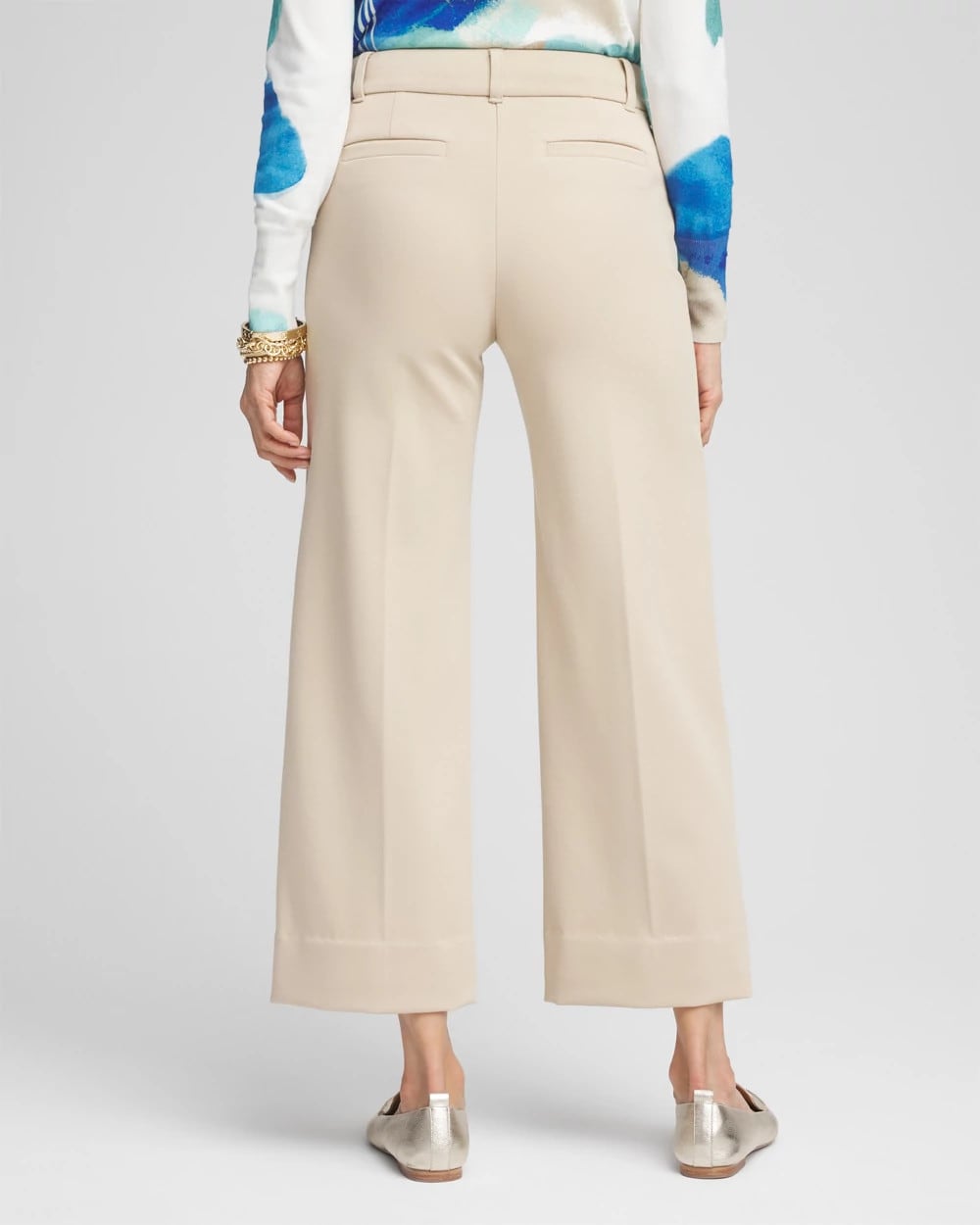 Chico's Outlet Wild Truffle Button Knit Twill Cropped Pants