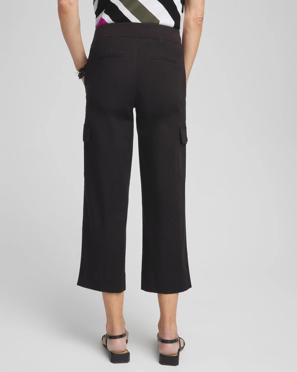 Chico's On Sale Black Cargo Straight Leg Cropped Pants