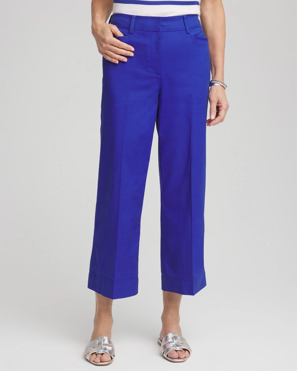 Chico's For Sale Rich Cobalt Lightweight Relaxed Straight Cropped Pants