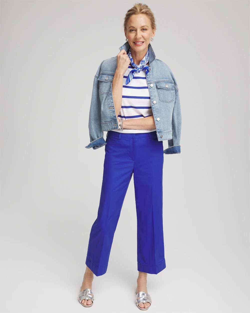 Chico's For Sale Rich Cobalt Lightweight Relaxed Straight Cropped Pants