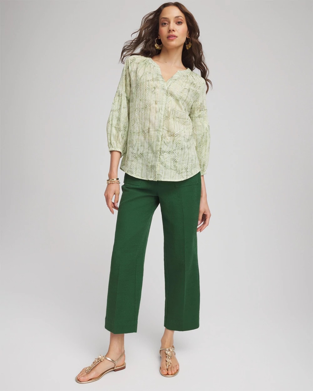 Chico's Online Palm Leaf Cropped Straight-Leg Pants