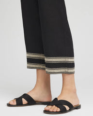 Chico's Discount Black Linen Elastic Waist Cropped Pants