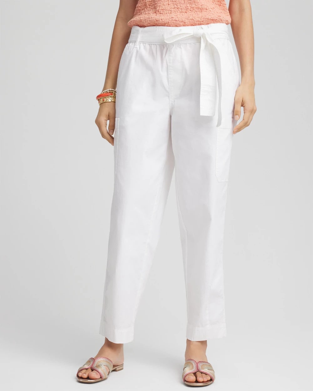 Chico's Sale Alabaster Poplin Pull-On Tapered-Leg Cropped Pants