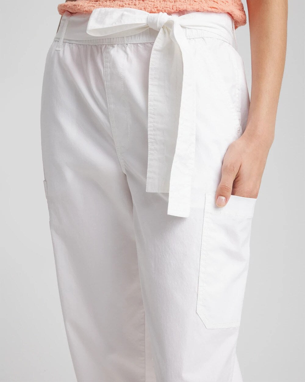 Chico's Sale Alabaster Poplin Pull-On Tapered-Leg Cropped Pants