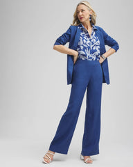 Chico's Outlet Naval Indigo Linen Trouser Flare Pants