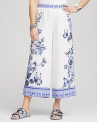 Chico's On Sale Alabaster Butterfly Pull-On Linen Cropped Pants