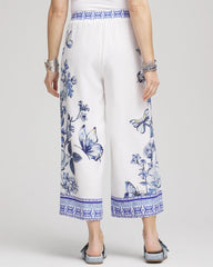 Chico's On Sale Alabaster Butterfly Pull-On Linen Cropped Pants