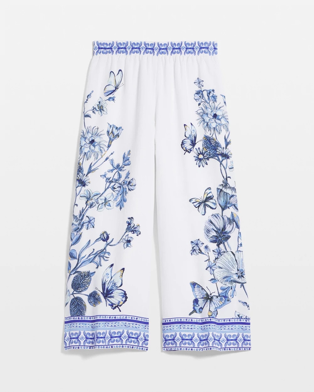 Chico's On Sale Alabaster Butterfly Pull-On Linen Cropped Pants