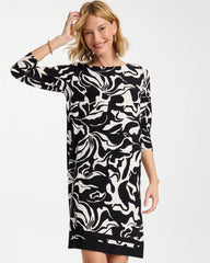 Chico's Discount Black Jersey Knit Boatneck Shift Dress