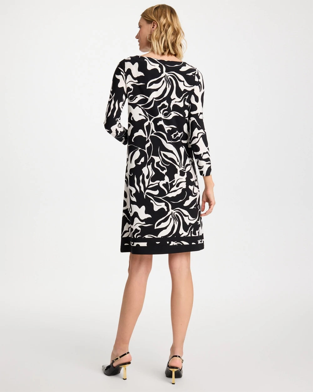 Chico's Discount Black Jersey Knit Boatneck Shift Dress