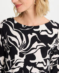 Chico's Discount Black Jersey Knit Boatneck Shift Dress
