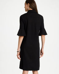 Chico's Sale Black Knit Flounce Sleeve Dress