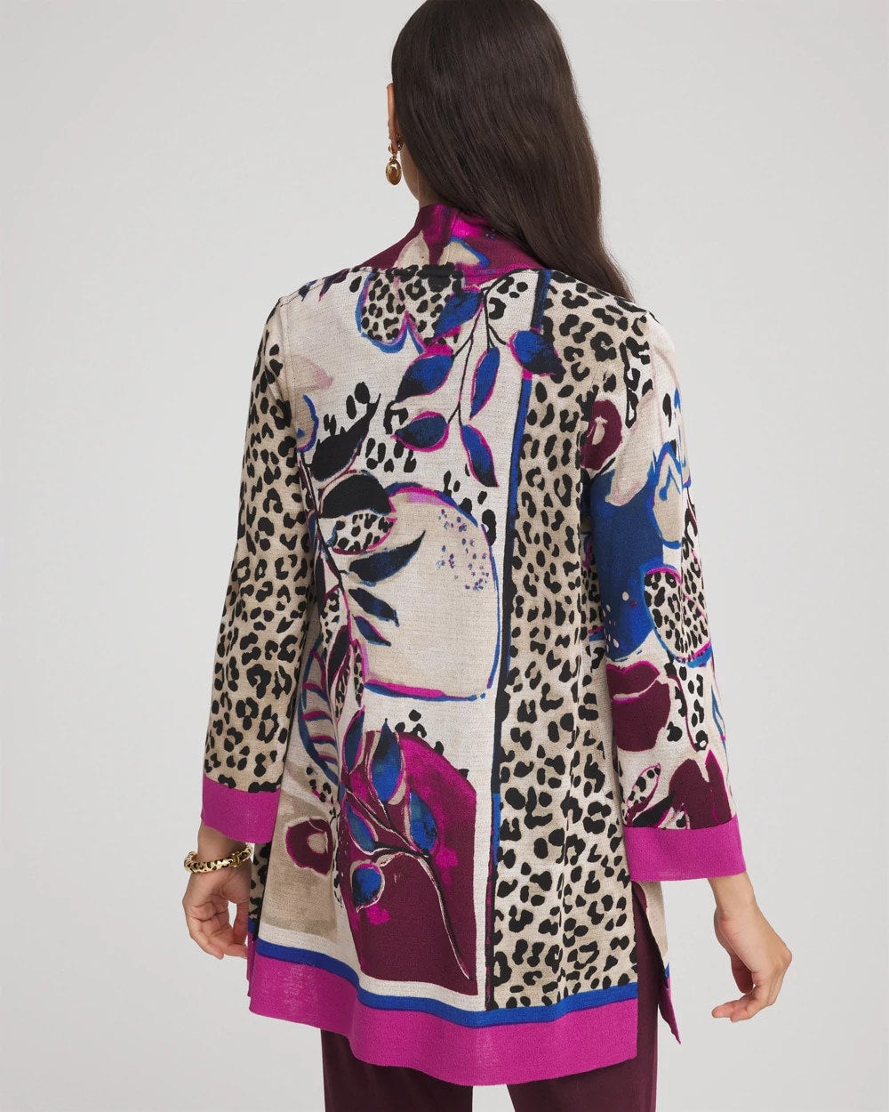 Chico's For Sale Blackened Burgundy Travelers™ Collection Artisanal Cardigan