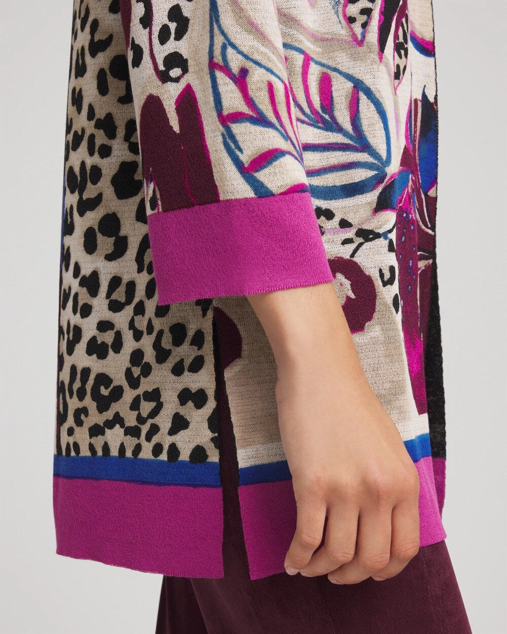 Chico's For Sale Blackened Burgundy Travelers™ Collection Artisanal Cardigan
