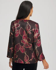 Chico's Online Red Travelers™ Collection Jacquard Foiled Floral Jacket