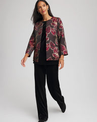 Chico's Online Red Travelers™ Collection Jacquard Foiled Floral Jacket
