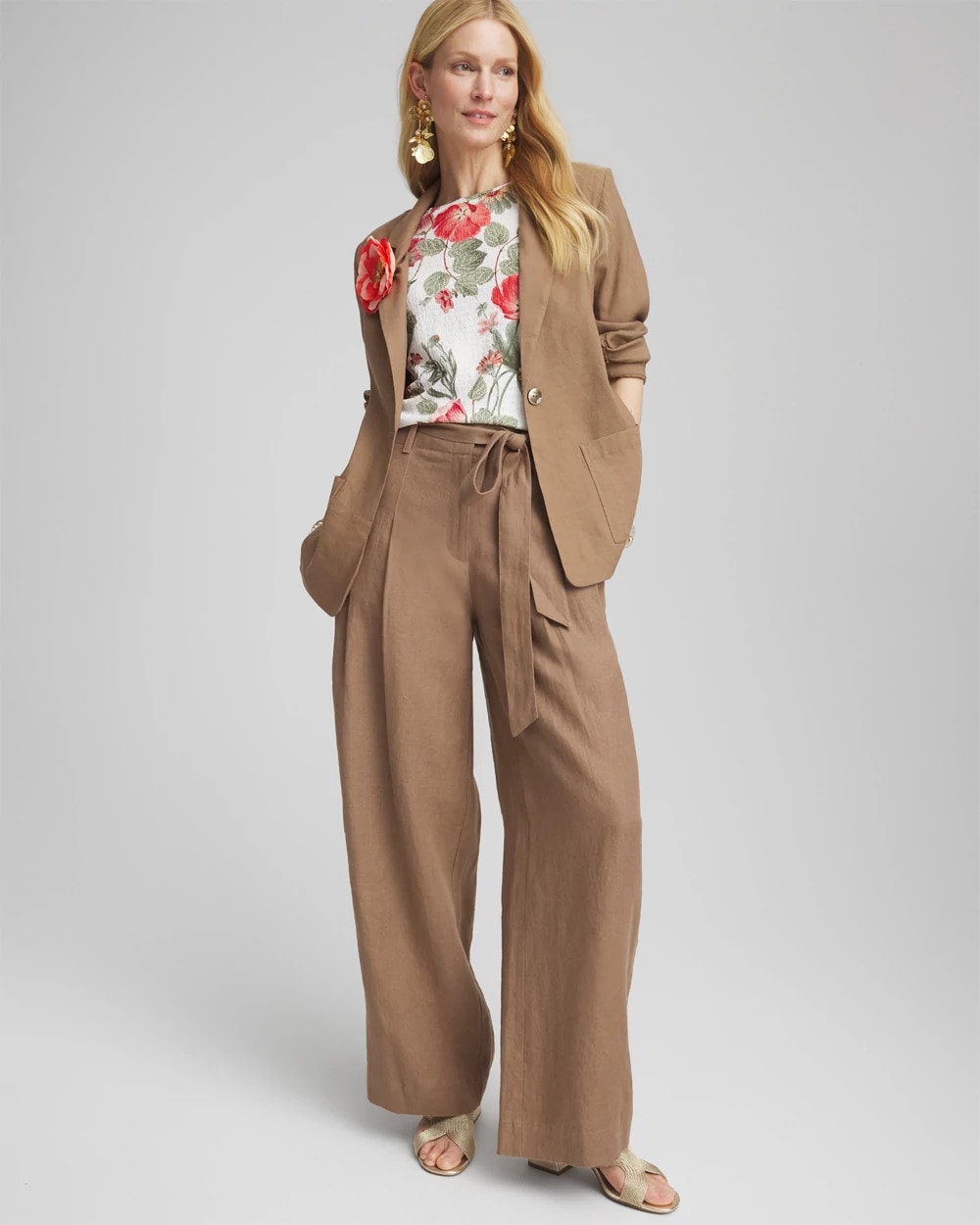 Chico's Outlet Teakwood Linen Stretch Blazer