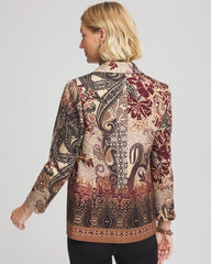Chico's On Sale Graphite Gray Artisanal Print Ponte Blazer