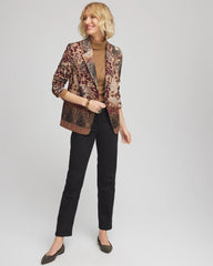 Chico's On Sale Graphite Gray Artisanal Print Ponte Blazer