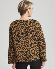Chico's For Sale Camel Fuzzy Collarless Animal Print Jacket