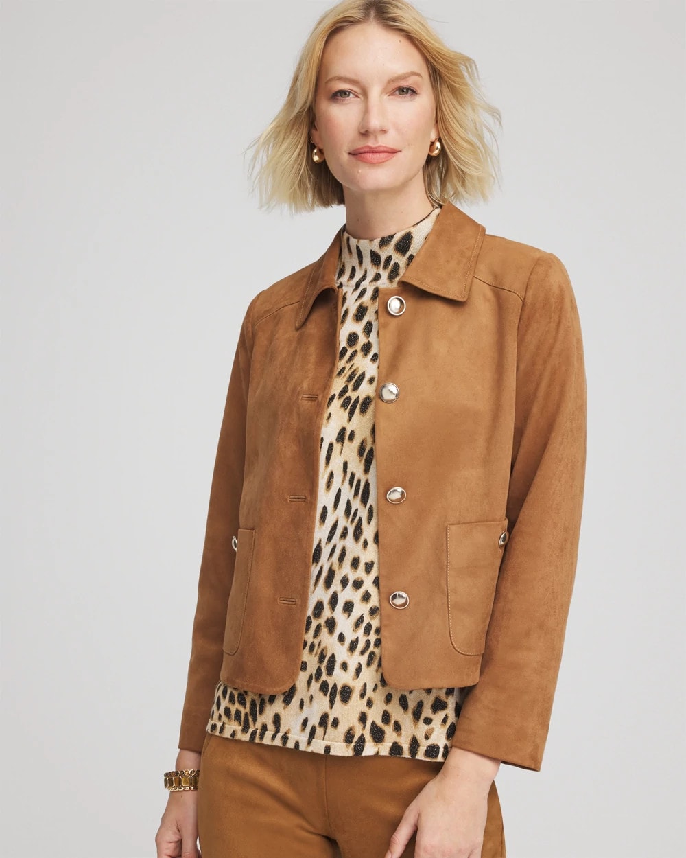 Chico's Online Burnt Sienna Suede Cropped Jacket