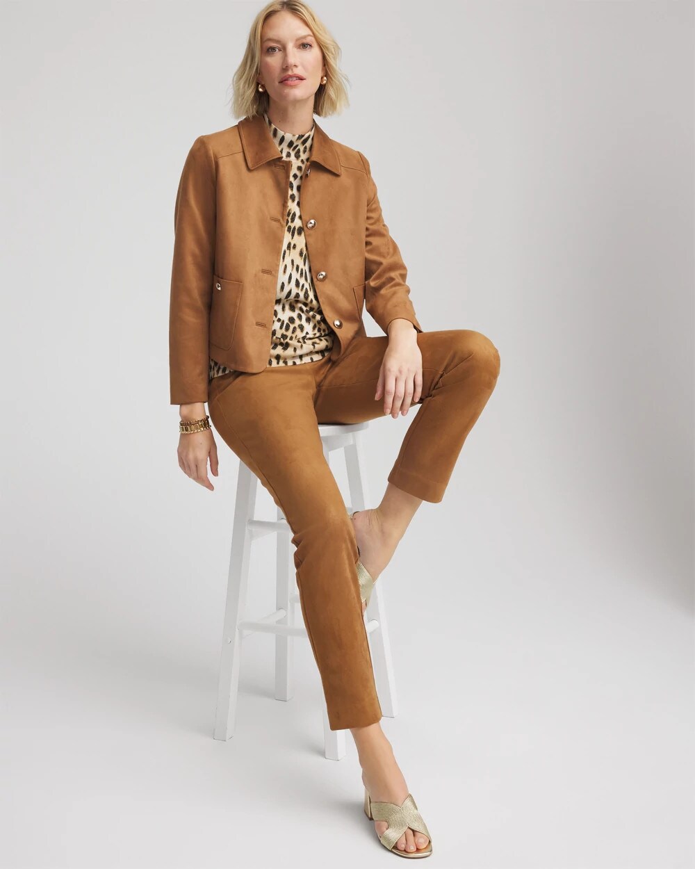 Chico's Online Burnt Sienna Suede Cropped Jacket
