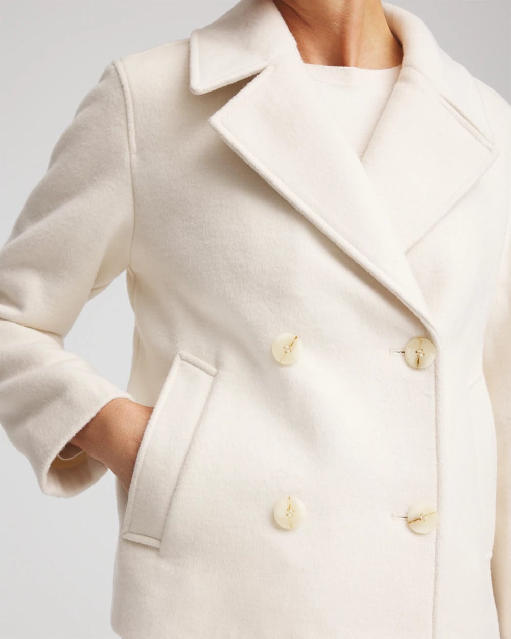 Chico's Discount English Cream Wool Peacoat