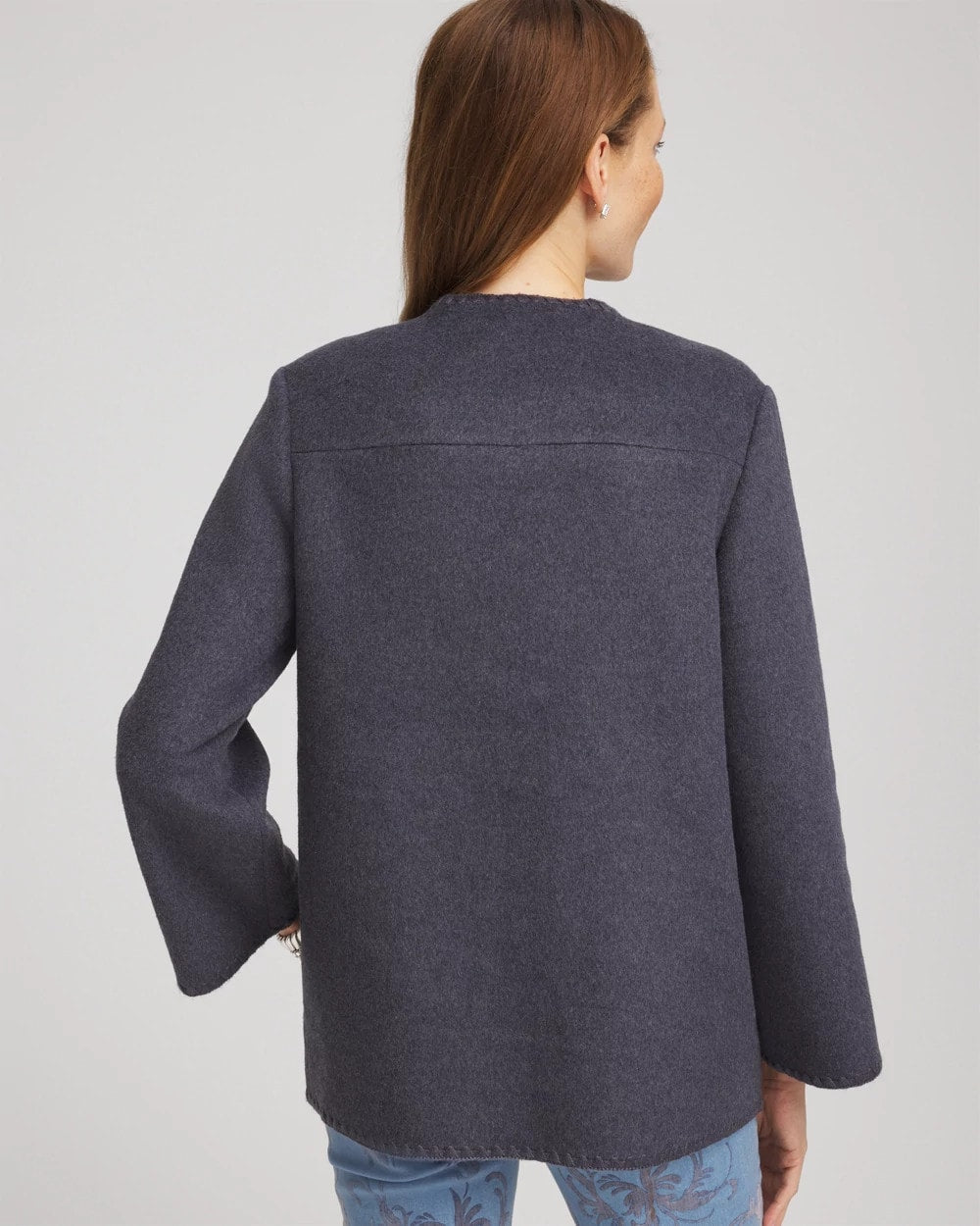 Chico's Sale Dark Denim Heather Wool Scarf Jacket