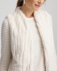 Chico's Outlet English Cream Elongated Faux Fur Vest
