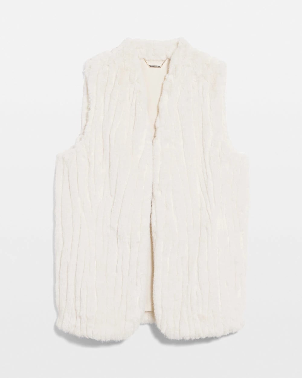 Chico's Outlet English Cream Elongated Faux Fur Vest
