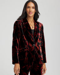Chico's On Sale Black Velvet Printed Blazer