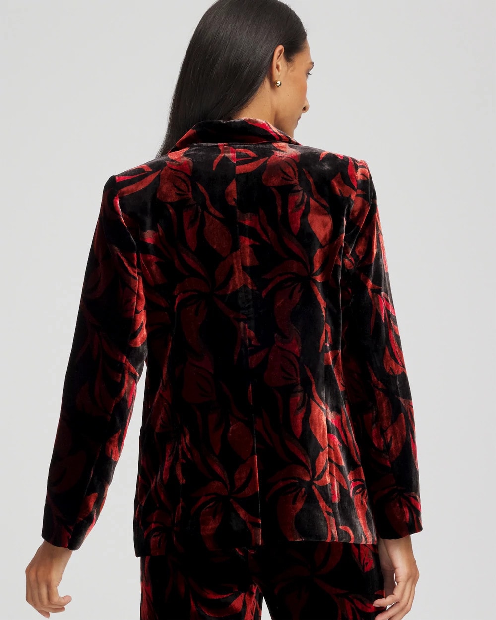 Chico's On Sale Black Velvet Printed Blazer