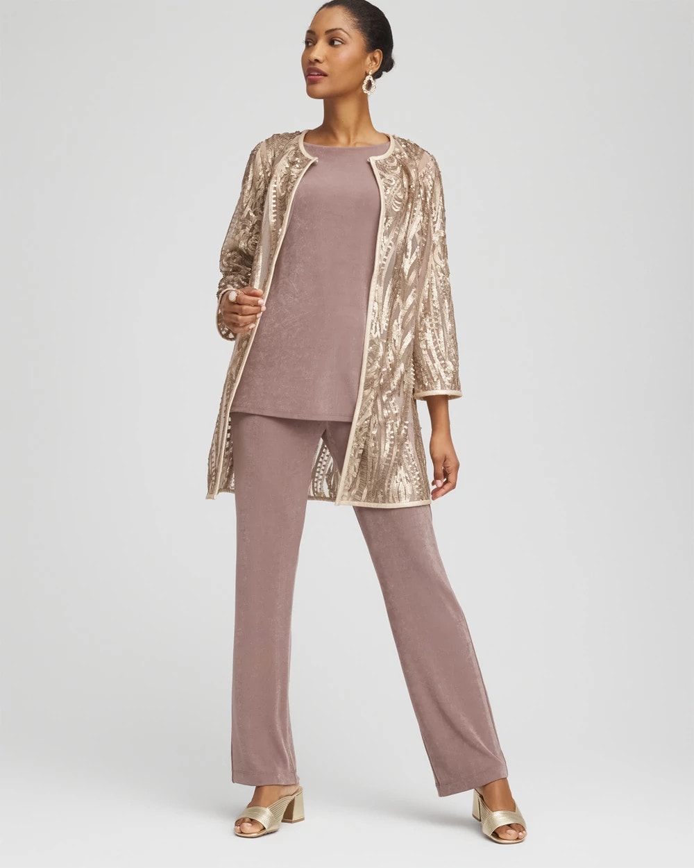 Chico's Discount Champagne Travelers™ Collection Champagne Sequins Jacket
