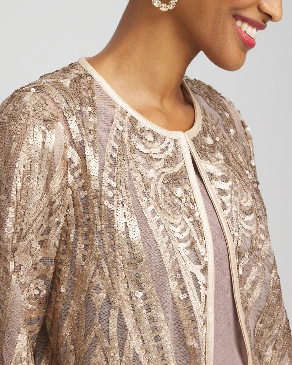 Chico's Discount Champagne Travelers™ Collection Champagne Sequins Jacket