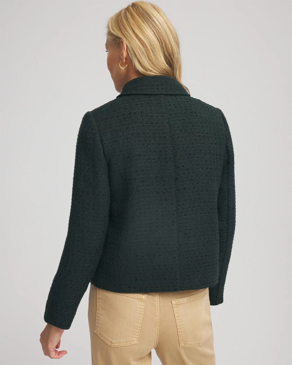 Chico's Sale Darkest Spruce Tweed Cropped Jacket