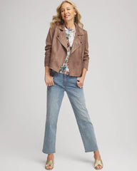 Chico's On Sale Dried Mushroom Suede Moto Jacket