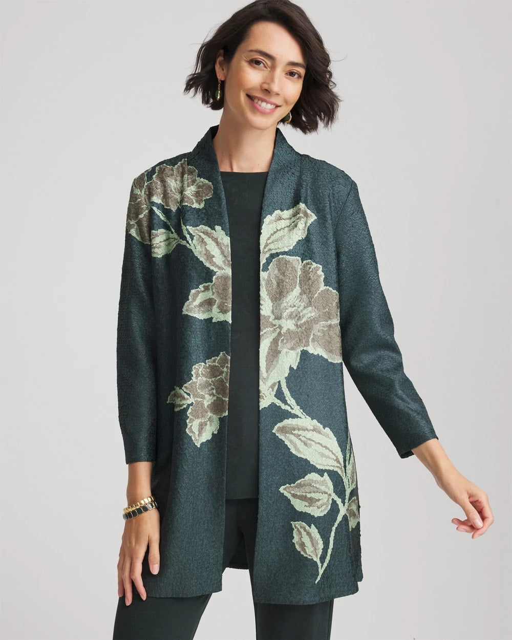 Chico's For Sale Darkest Spruce Travelers™ Collection Artisanal Crushed Reversible Jacket