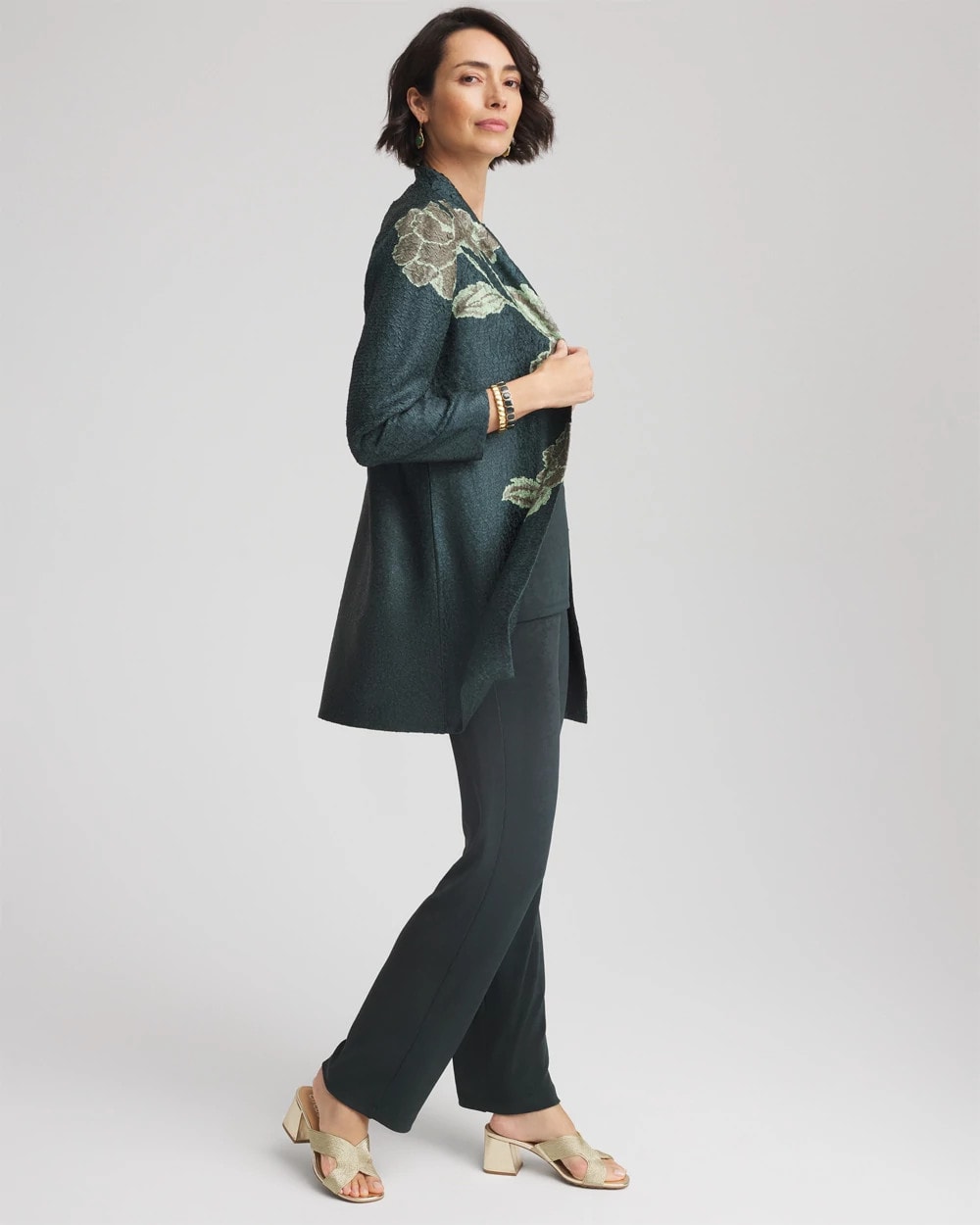Chico's For Sale Darkest Spruce Travelers™ Collection Artisanal Crushed Reversible Jacket