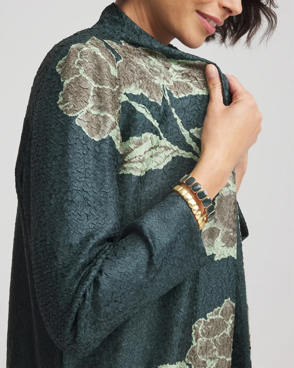 Chico's For Sale Darkest Spruce Travelers™ Collection Artisanal Crushed Reversible Jacket