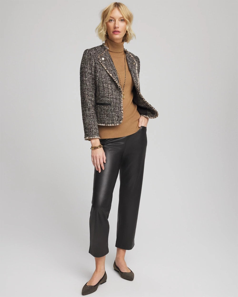 Chico's Outlet Black Tweed Mix Moto Jacket