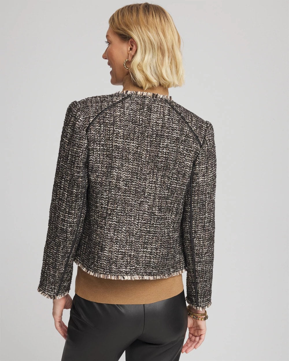 Chico's Outlet Black Tweed Mix Moto Jacket