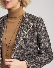 Chico's Outlet Black Tweed Mix Moto Jacket
