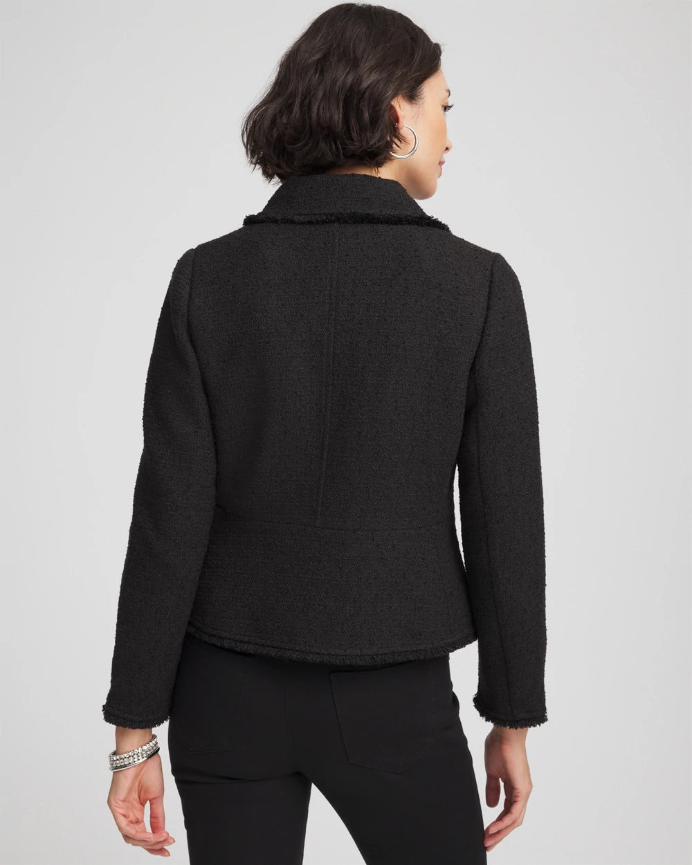 Chico's On Sale Black Bouclé Peplum Jacket