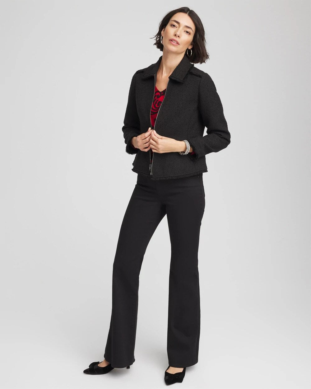 Chico's On Sale Black Bouclé Peplum Jacket
